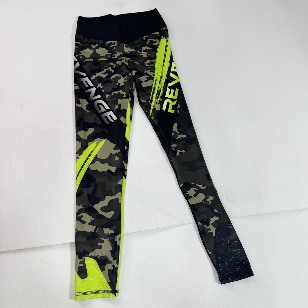 BonaFide Leggings Womens Large Camo Neon Revenge Compression Activewear Gym